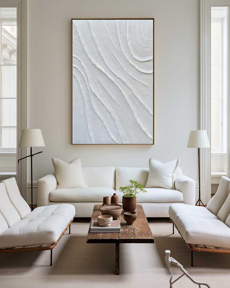 3D White Plaster Wall Art Textured Art White Plaster Wall Art White Abstract Minimalist Painting