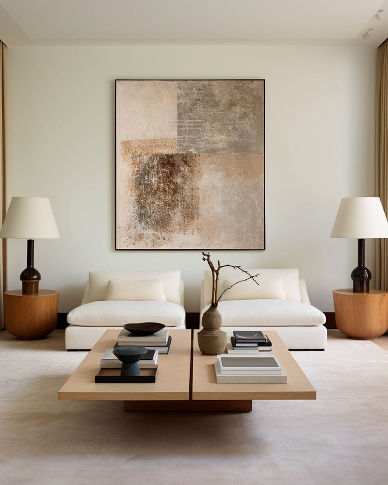 Brown And Natural Minimalist Abstract Art On Canvas Modern Painting Abstract Painting For livingroom