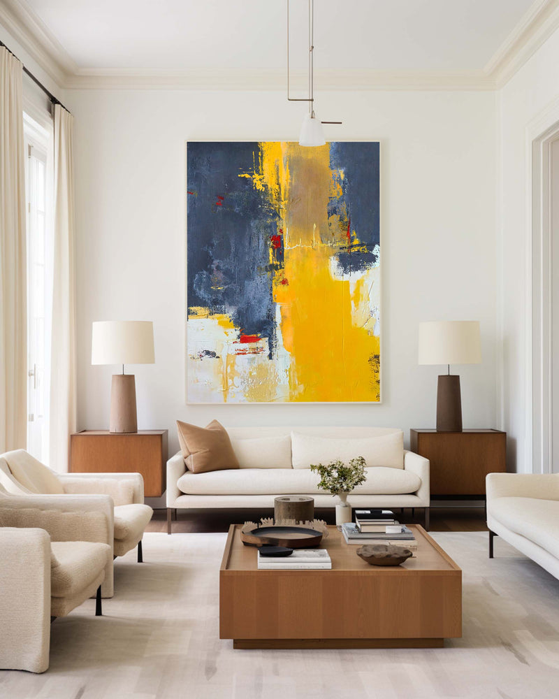 Orange Abstract Painting Large Modern Wall Art Yellow Abstract Art 
