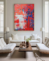 Red Abstract Painting Oversized Abstract Canvas Art Textured Abstract Painting Modern Abstract Painting Large Canvas Art For Living Room