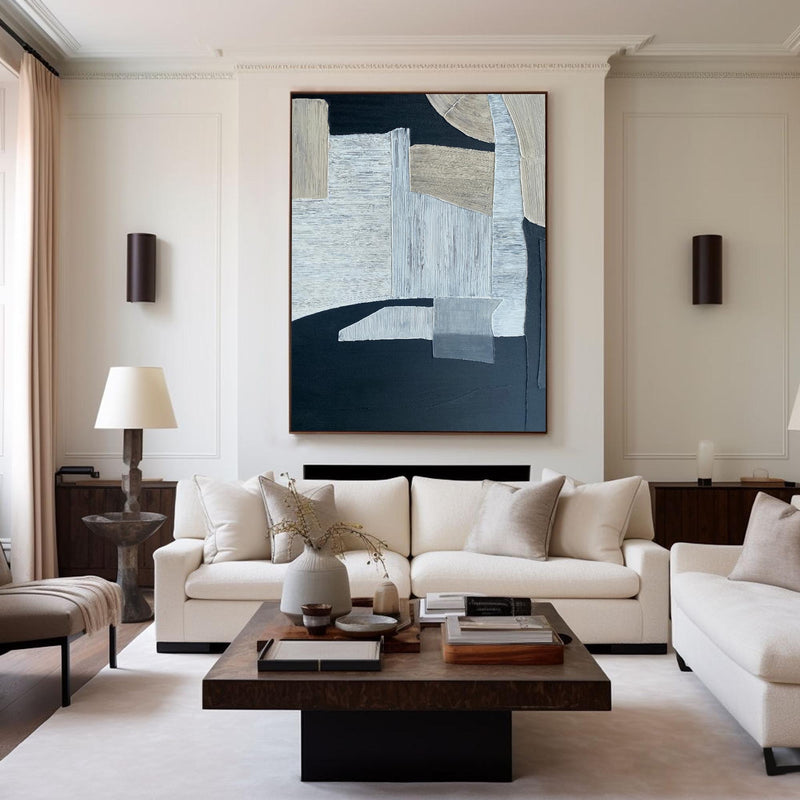 modern vertical black and white abstract art for home decor abstract acrylic painting minimalist painting