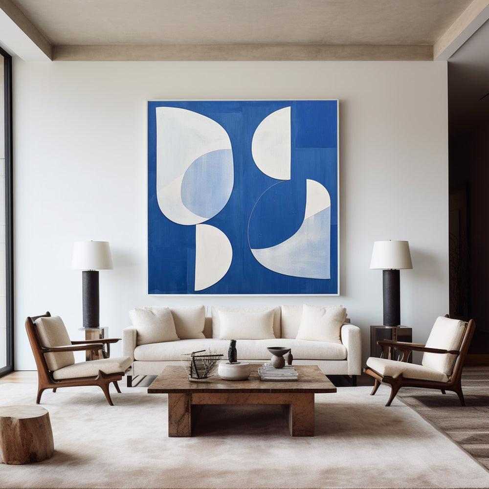 White And Blue  Abstract Painting Minimalist Abstract Art On Canvas Modern Painting For Sale 