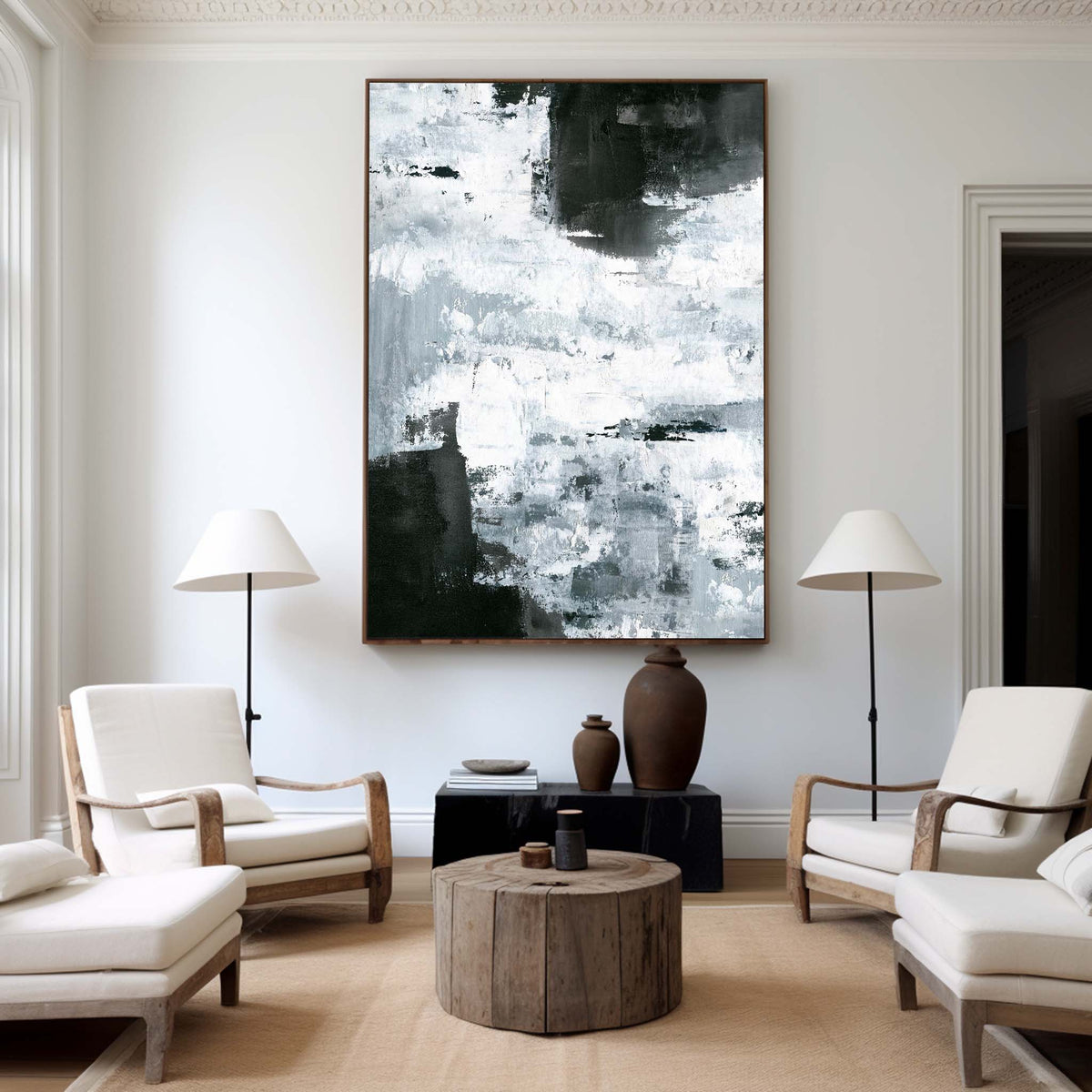 Abstract White Oil Painting #ABAV09