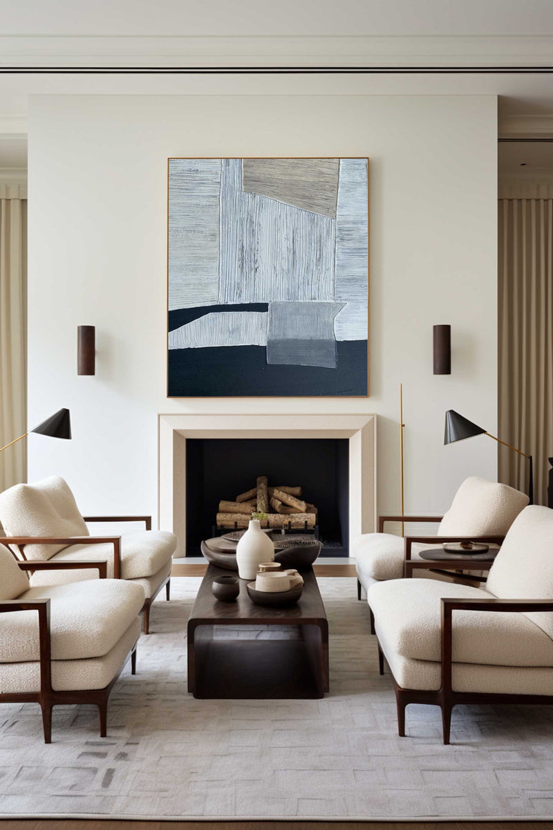 Extra large black and brown minimalist abstract artabstract acrylic painting for living room