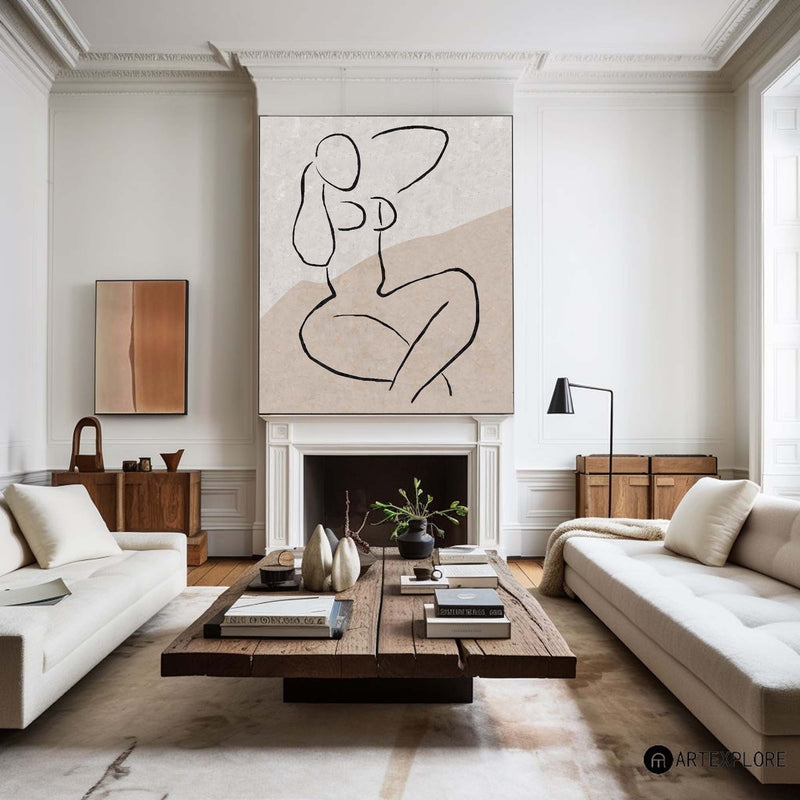 Modern Minimalist Painting Black And White Line Painting Minimalist Wall Art For Home Decor