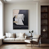 Large Black Beige Artwork Textured Abstract Wall Art Abstract Acrylic Painting Canvas Livingroom Artworks