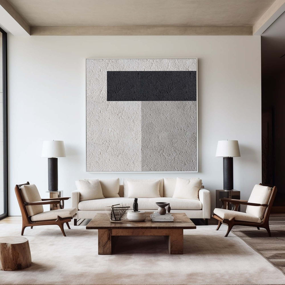 Geometric Painting Black And White Cool Modern Abstract Minimalist Painting