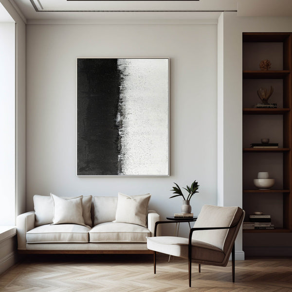 Minimalist Black And White Wall Art Wabi-sabi Canvas Wall Art Acrylic Painting For Sale