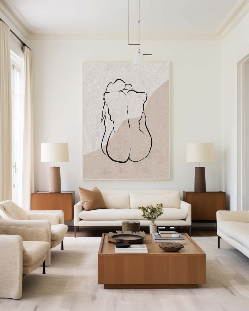 Modern Minimalist Painting Black And White Cool Body Shape Abstract Minimalist Painting For Home Decor