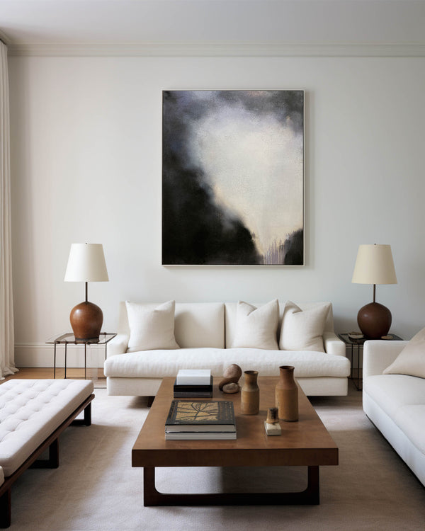 Black And Grey Abstract Wall Art Large Acrylic Painting Modern Abstract Artwork For Livingroom