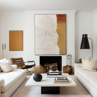 Large White And Gold Textured Abstract Canvas Art Modern Minimalist Colourfu Oil Paintings On Canvas Uttermost Home Decor