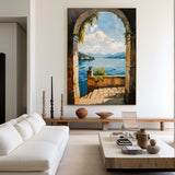Modern Lake View Oil Painting Textured Wall Art, Beautiful Lake View Impressionistic Painting