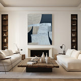 modern luxury large abstract painting black and white abstract art impressionism abstract wall art for living room