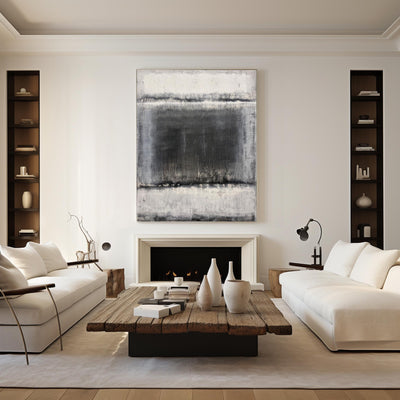 Black And White Abstract Acrylic Painting On Canvas Extra Large Abstract Canvas Art Grey Modern Wall Art