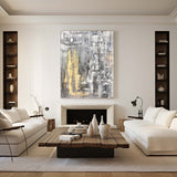 Abstract Gold Wall Art Grey And Gold Wall Art Huge Vertical Wall Art