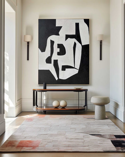 Modern Black And White Abstract Canvas Wall Art Minimalist Art Minimalist Painting For Livingroom