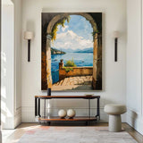Modern Lake View Oil Painting Textured Wall Art, Beautiful Lake View Impressionistic Painting