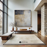Wabi-sabi Brown Grey Painting Square Minimal Painting Large Canvas Wall Art For Sale