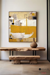 Heavy Texture Dark Yellow Abstract Art On Canvas Modern Palette Knife Painting Abstract Painting