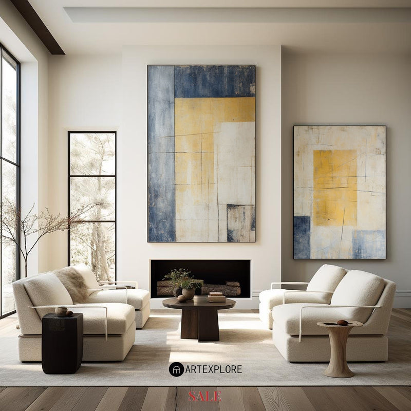 Wabi-Sabi Beige Diptych Painting Set Of 2 Beige Minimalist Art Livingroom Wall Art For Sale