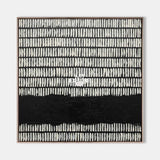 Minimalist Black And White Abstract Square Painting With Geometric Lines For Modern Home Decor