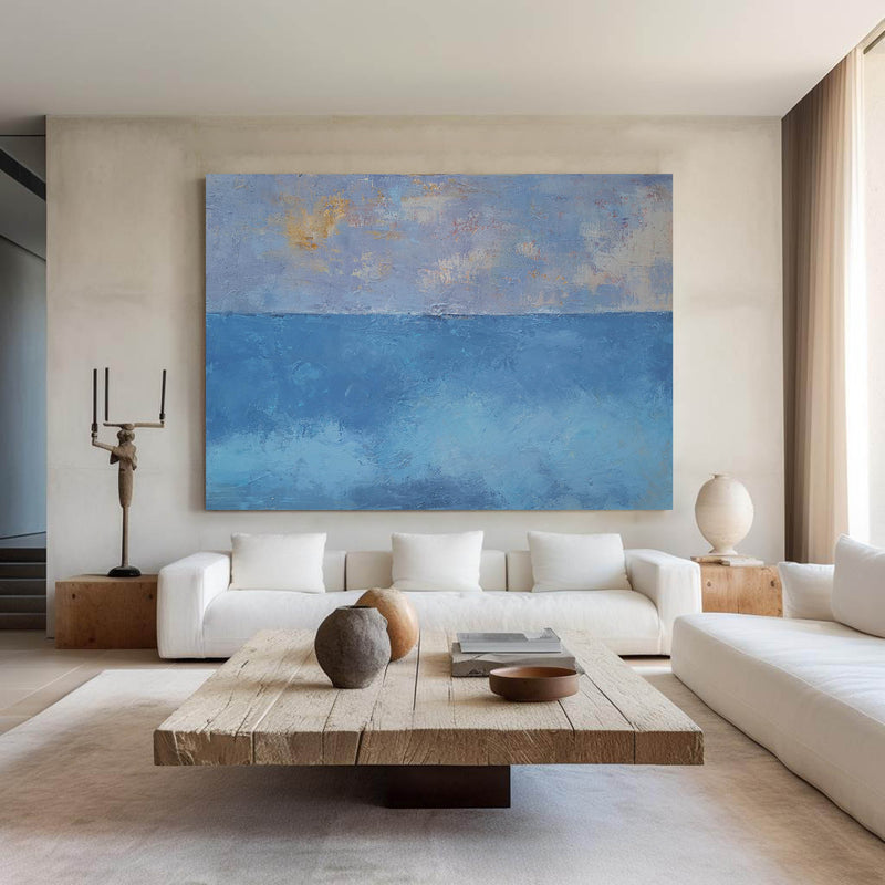 Large Blue Ocean Abstract Painting Large Acrylic Coastal Abstract Cnvas Wall Art