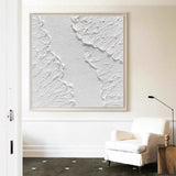 Abstract Plaster Art Canvas Plaster Painting White Minimalist Abstract Painting