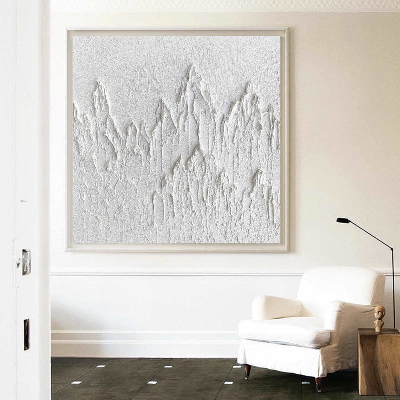 White Wall Art Square Modern Landscape Painting Minimalist Abstract Painting Mondrian Abstract Art