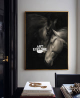 Luxury Black White Horse Art Signed Original Piece For Home Office Entryway
