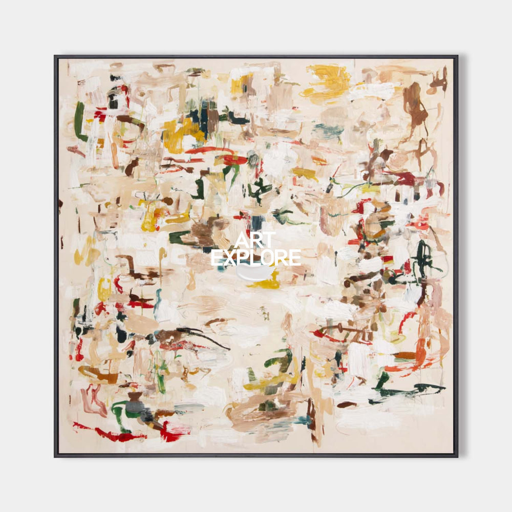 Modern Beige Abstract Painting Original Handmade Art For Luxury Home Interior Design