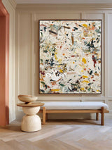 Original Vertical Abstract Expressionist Painting With Textured Canvas For Modern Home Decor