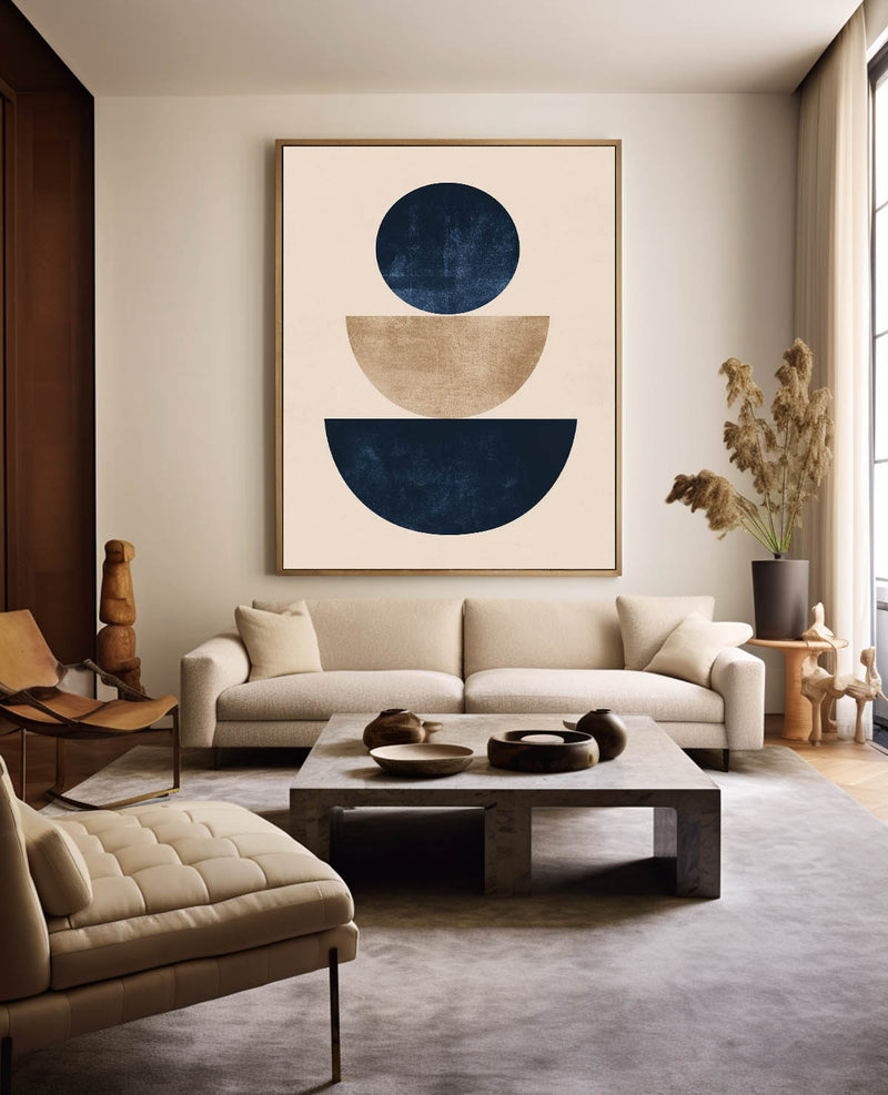 Beige And Blue Painting Large Minimalist Wall Art Abstract Neutral Color Minimalist Wall Art