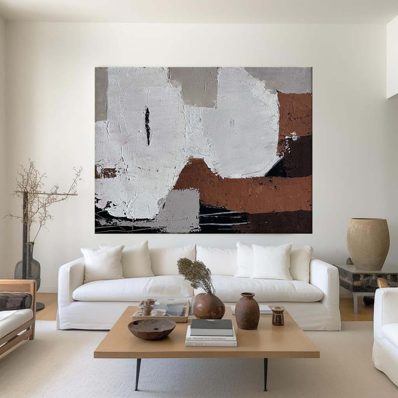 Brown Grey Vintage Wall Art Abstract Canvas Abstract Wall Art Abstract Acrylic Painting For Sale