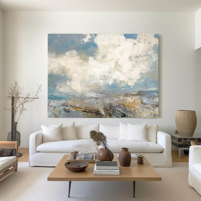 Modern Beach Artwork Large Abstract Beach Wall Art Contemporary Seascape Paintings