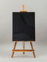 Black 3D Textured Painting Black  Large Plaster Wall Art  Black Minimalist Painting On Canvas
