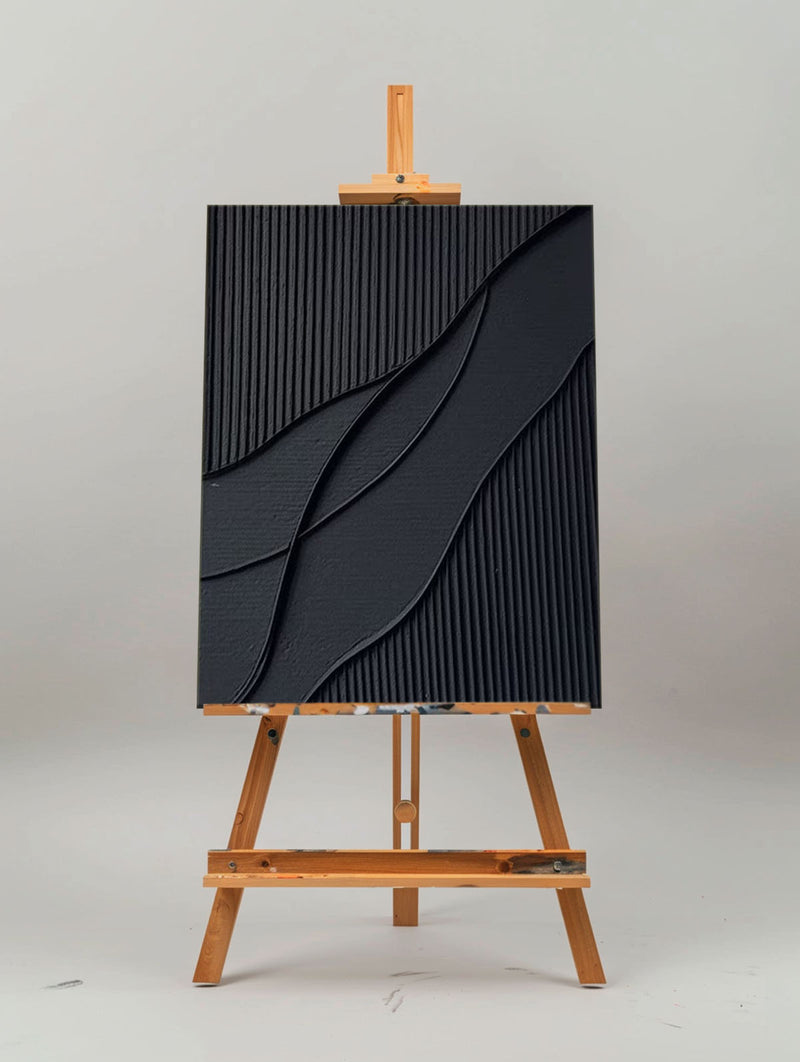 Black Modern Art Large Framed Black 3d Texture Art luxury Wall Art For Sale