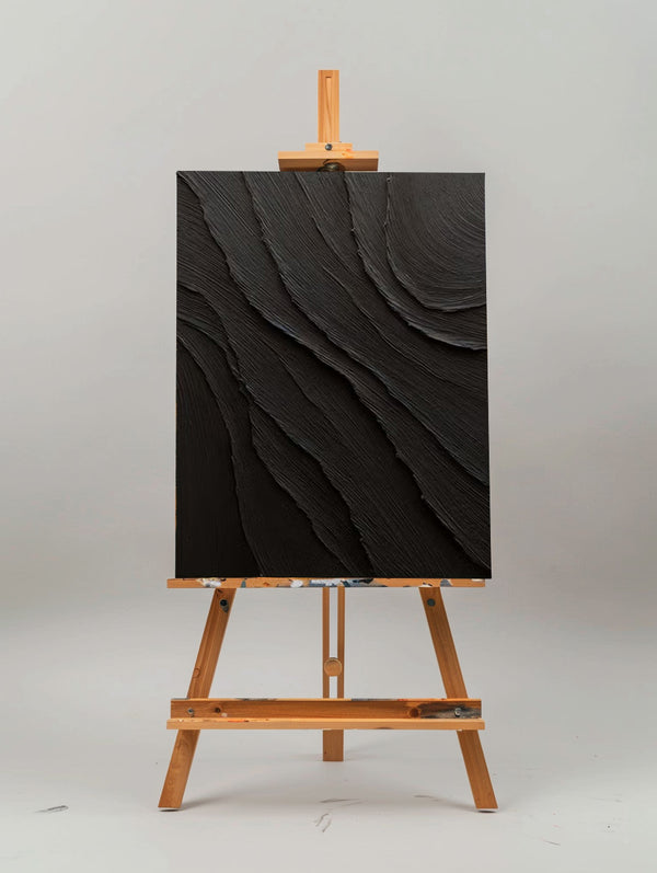 Large Black Abstract Painting Black Minimalist wall Painting Black 3D Textured Painting Modern abstract wall art Minimalist Painting Art