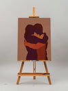 Large Red Minimalist Loving Couple Canvas Painting Kissing Lovers Painting Modern Abstract Painting 
