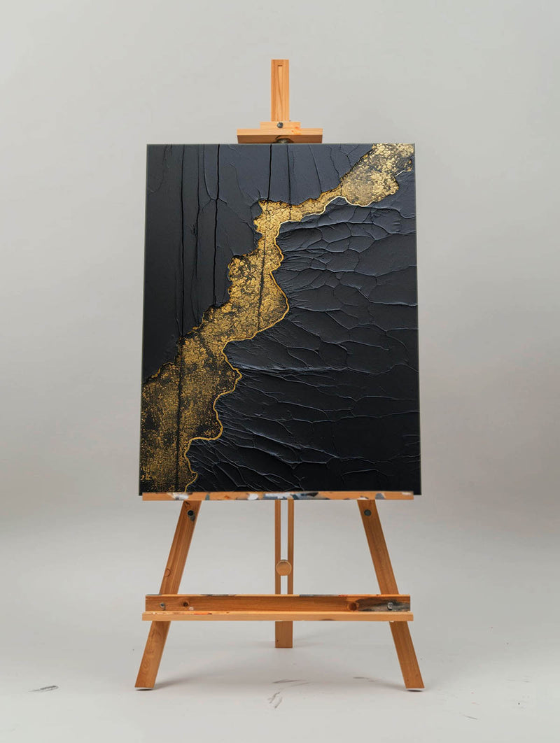 Black And Gold  Modern Art Black Texture Art Paintings For Wall Luxury Art Custom Artwork