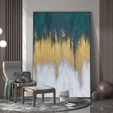 Abstract Blue And Gold Canvas Painting Large Original Acrylic Abstract Canvas Art Modern Abstract Painting 
