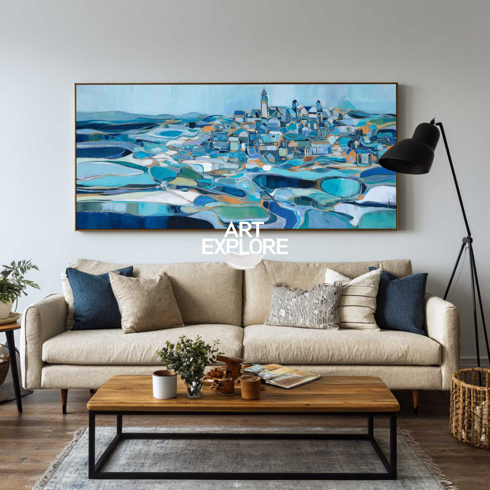 Original Coastal Seascape Painting With Impressionist Style For Modern Living Room Decor