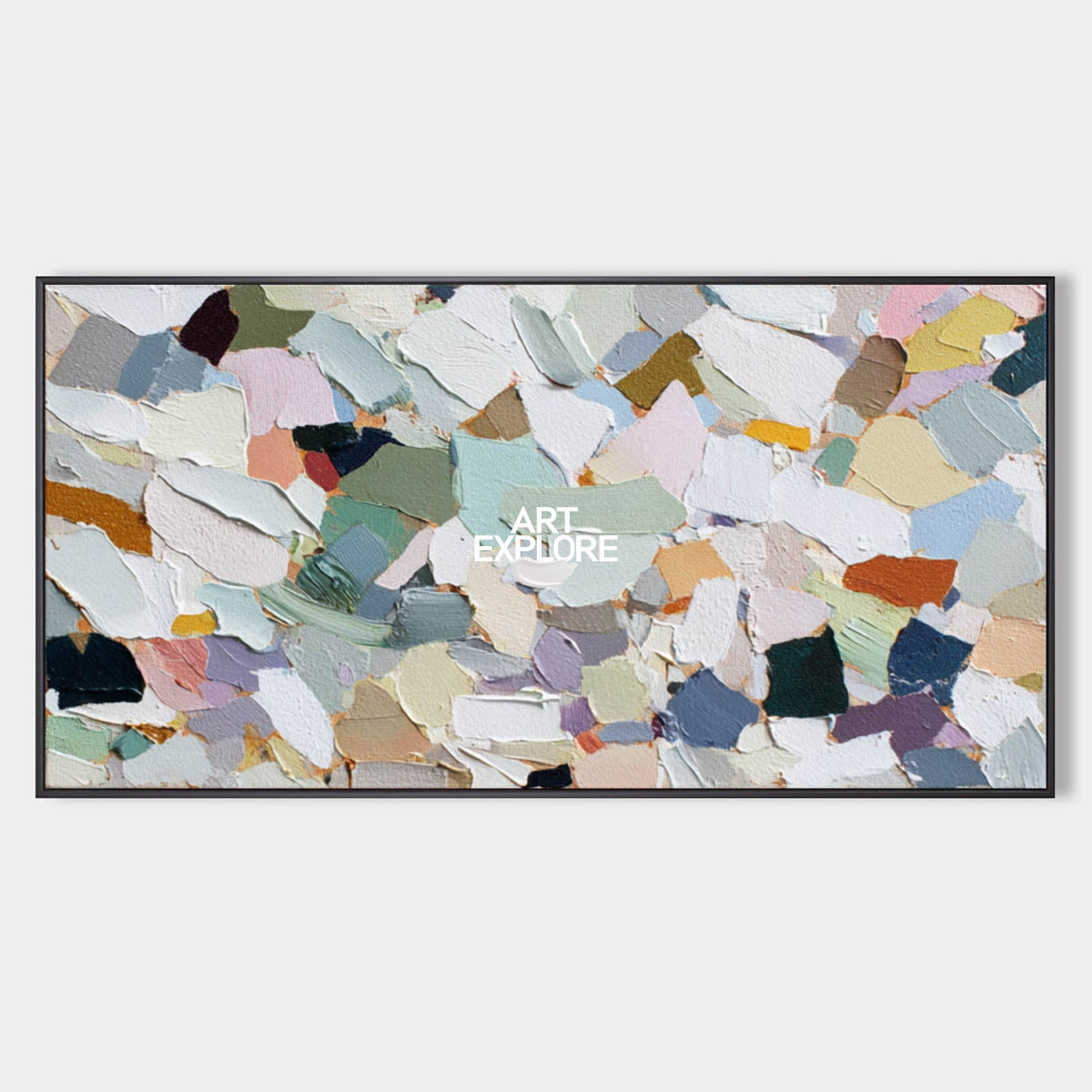 Modern Mosaic Abstract Art With Impasto Texture For Contemporary Living Room Decor