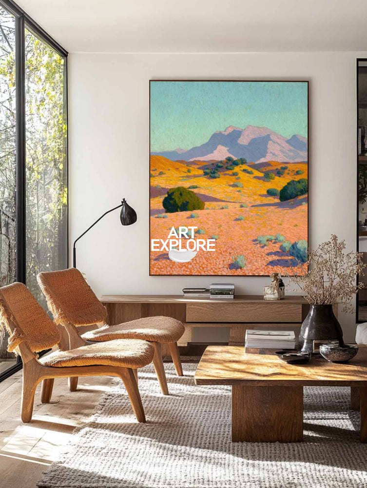 Textured Desert Mountain Painting For Modern Living Room Wall Decor