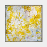 Vibrant Yellow Abstract Painting For Modern Living Room With Dynamic Brushstrokes