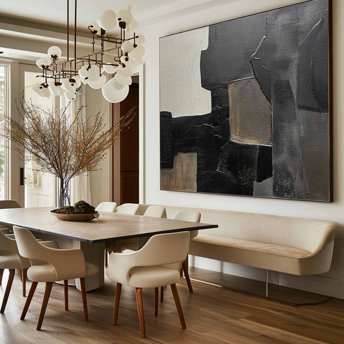 Black And Grey Wall Art Abstract Acrylic Art Canvas Painting For Living Room Painting Ideas On Home Decor