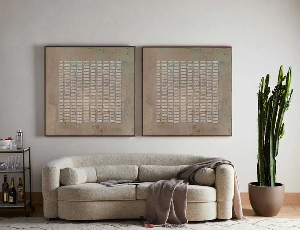 Wabi-Sabi Set of 2 Brown plaster abstract art 2 piece minimalist painting plaster canvas wall art