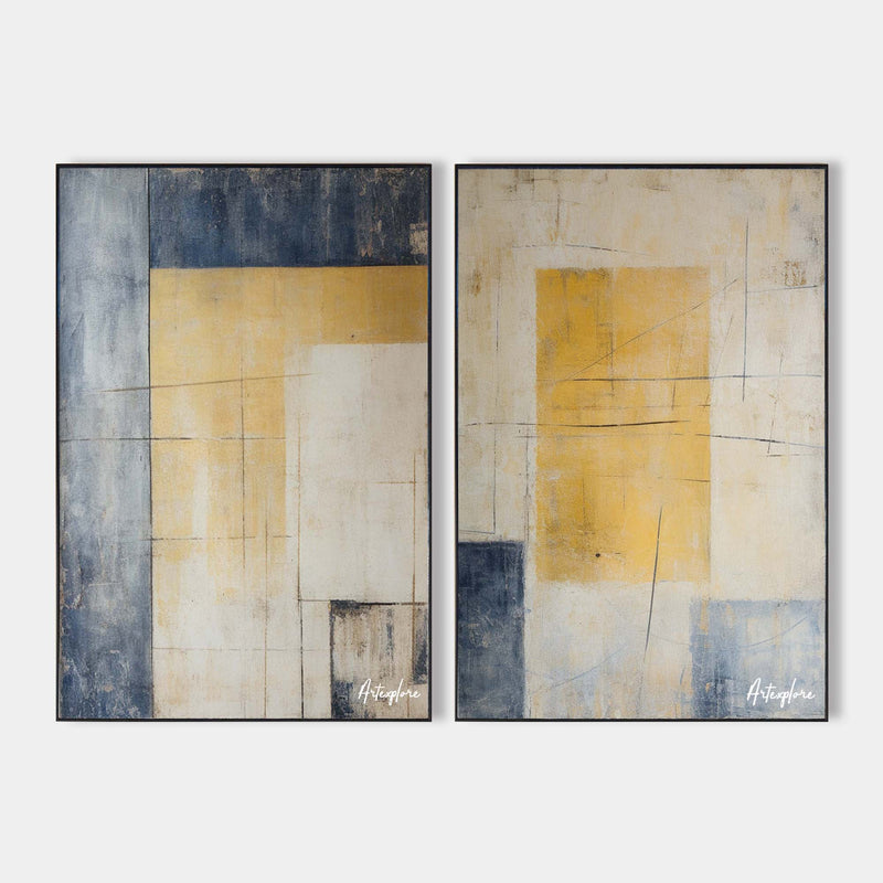 Wabi-Sabi Beige Diptych Painting Set Of 2 Beige Minimalist Art Livingroom Wall Art For Sale