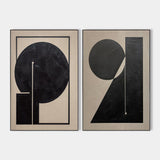 Modern Diptych Black White Minimalist Art Paintings Set of 2 Minimalist Canvas Wall Art