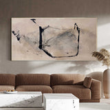 Large Brown Abstract Art Wabi-sabi Wall Art, Panoramic Canvas Wall Art Modern Acrylic Painting