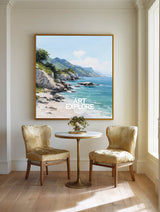 Modern Coastal Landscape Painting With Mountains And Sea For Living Room Decor